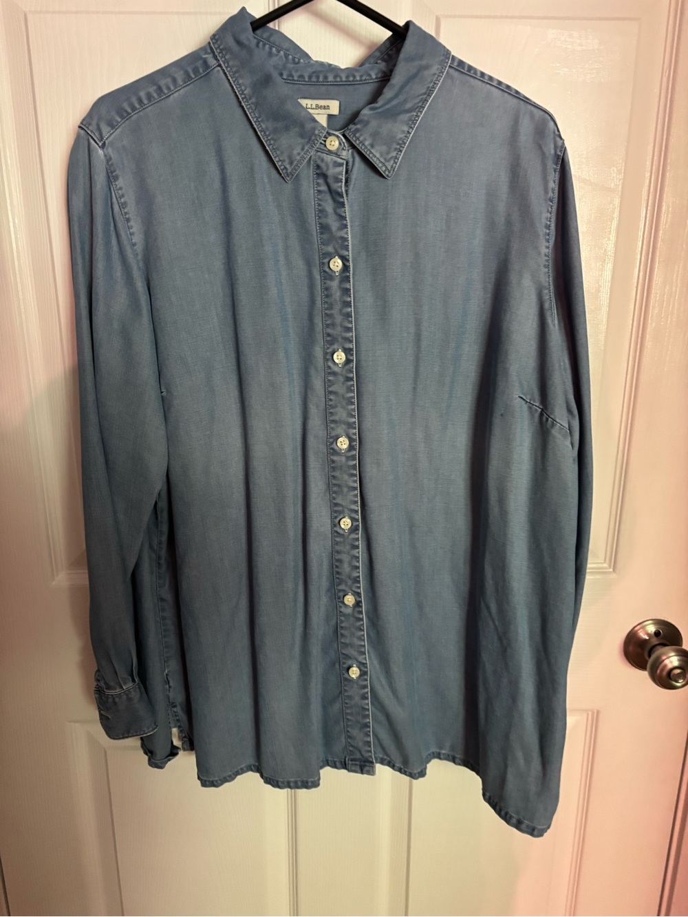 Women’s LL Bean Denim long sleeve button up blouse shirt 1X